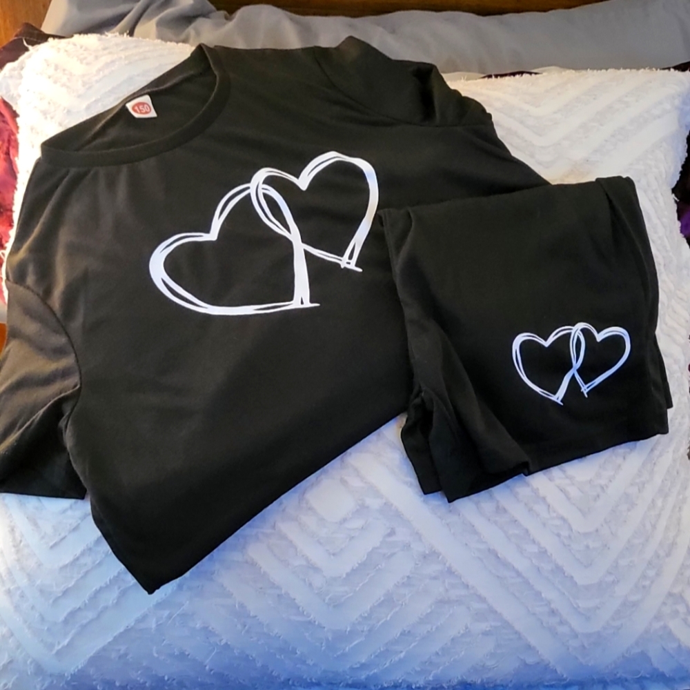2pc Girl Heart Short Set